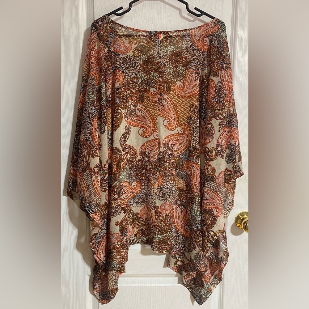 Lane Bryant Paisley Boho Coastal Lightweight Blouse Size 22/24 - Picture 7 of 10